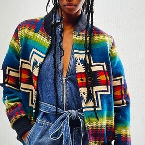Free People Pendleton Jacquard Bomber Coat